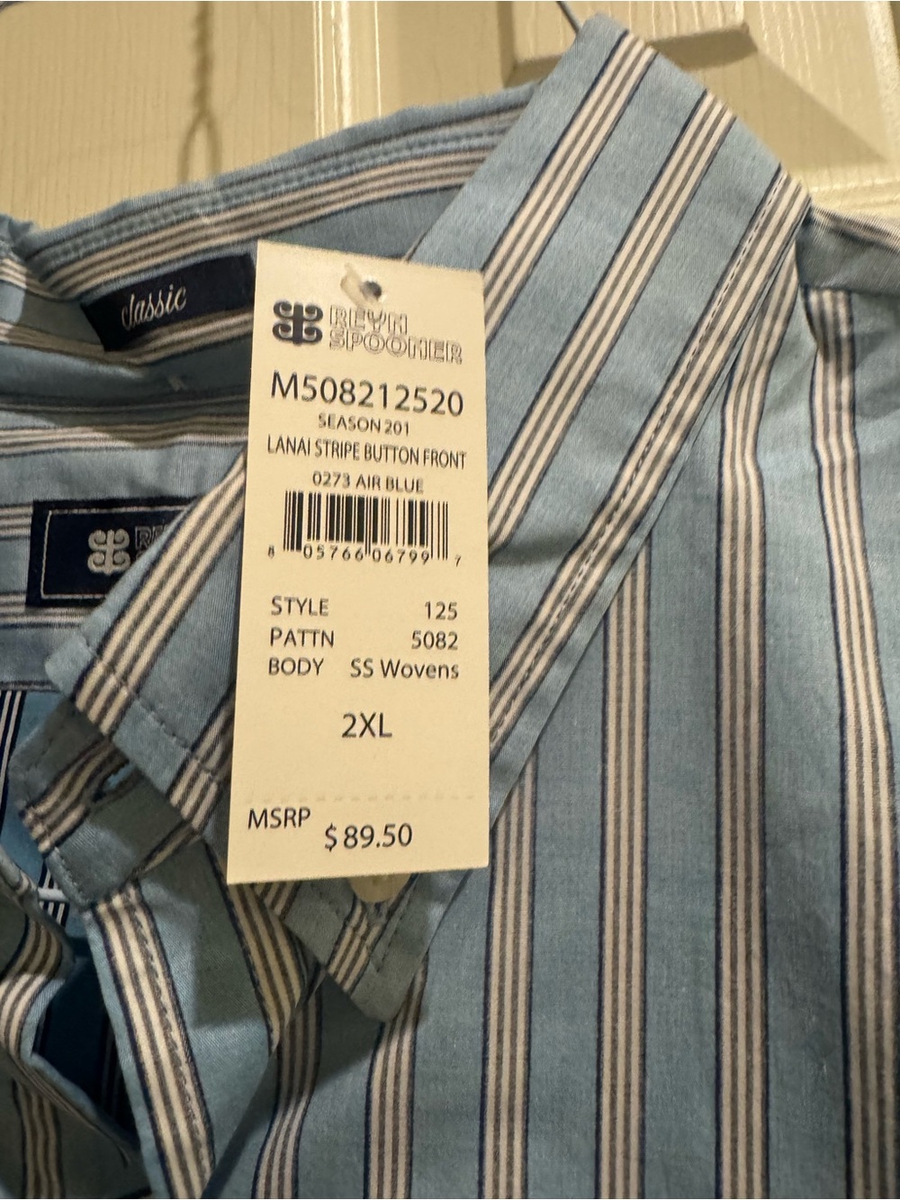 reyn spooner Light Blue and White Striped Men’s Shirt